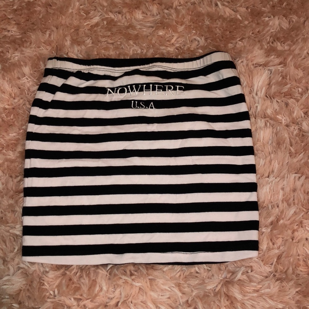 Black and white striped tube top